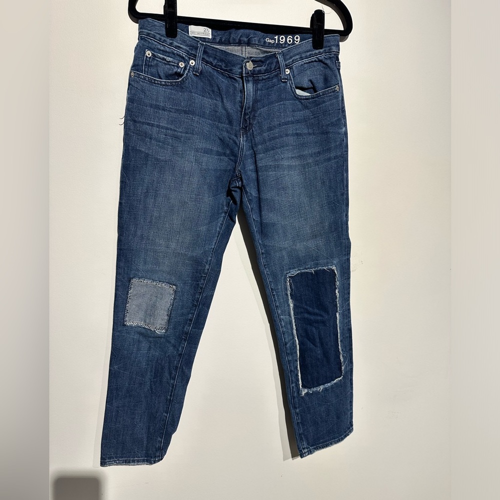 GAP 1969 Sexy Boyfriend Patchwork straight leg denim